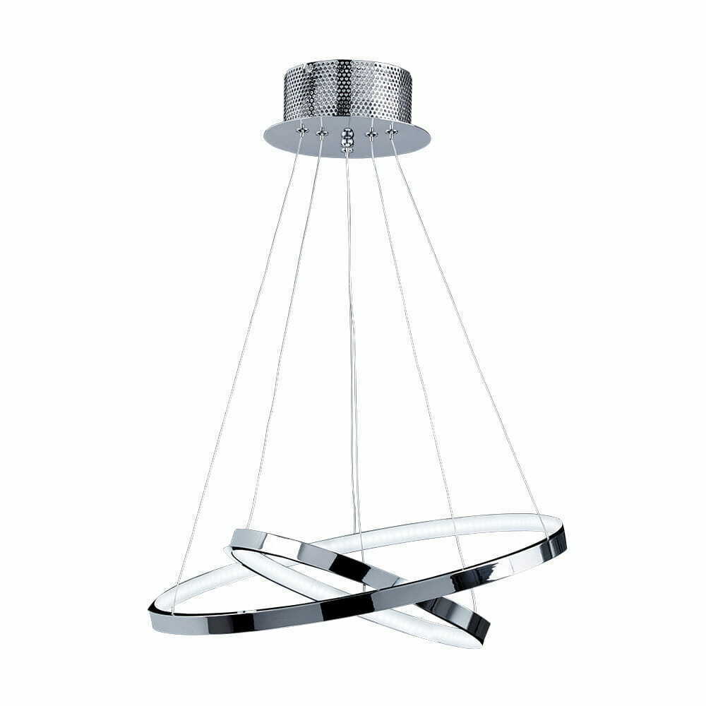 Endon Kline Chrome White LED Pendant Light 45cm 3000K 3550lm