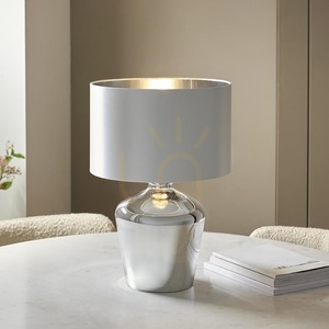 Stolová lampa Endon Waldorf 61198 – chróm, tienidlo vo farbe slonoviny, 47 cm small 4
