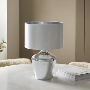 Stolová lampa Endon Waldorf 61198 – chróm, tienidlo vo farbe slonoviny, 47 cm small 5