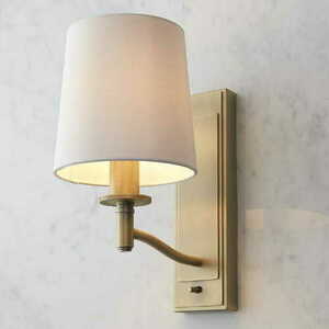 Nástenné svietidlo Endon Ortona 70246 antická mosadz mat biele tienidlo E14 40 W s vypínačom 28,3 cm small 2