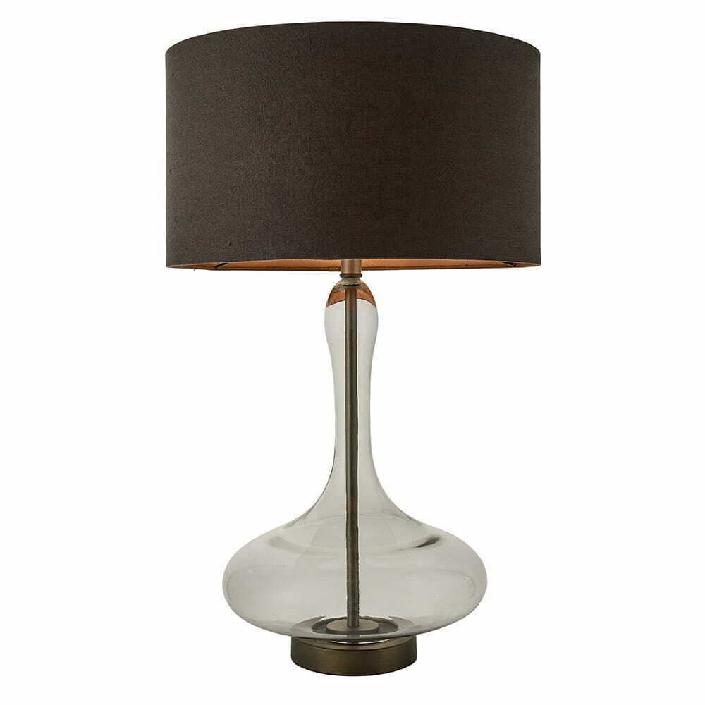 Bordslampa Caia Endon brun glas och tyg 62 cm 79835