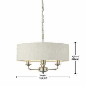 Závesné svietidlo Endon Highclere 94361 3xE14 prírodný ľan/chróm Ø45 cm small 1