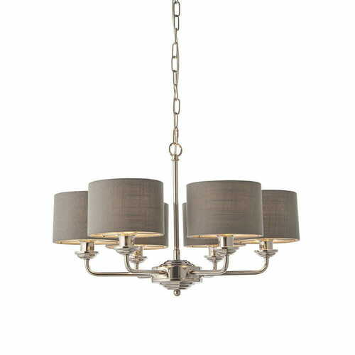 Skontrolujte Závesné svietidlo Endon Highclere 94381 sivé/niklové 6xE14 53,7 cm