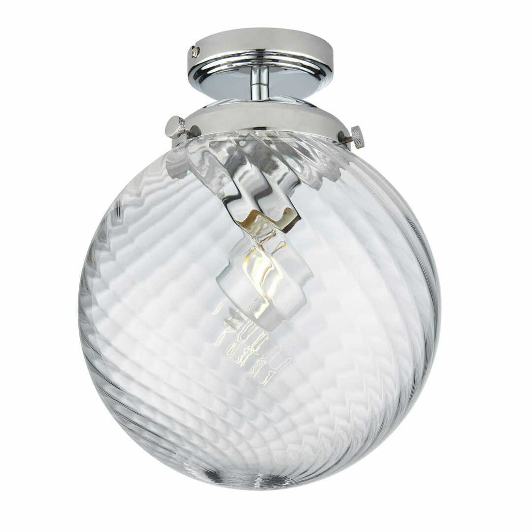 Endon Milston Chrome Glass IP44 Ceiling Light 24cm E27 96488
