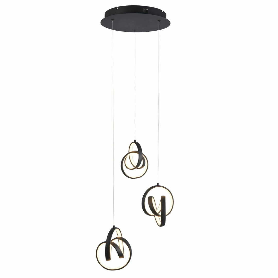 Pendant Light Endon Cosma 97623 Black 3-Light LED 3000K Dimmable