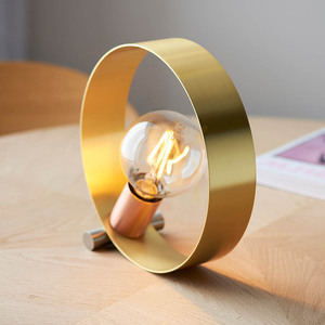 Stolová lampa Endon Hoop 97665 E27 25 cm – mosadz, nikel a meď small 3