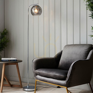 Stojacia lampa Endon Dimple 97978, chróm a dymové sklo, 150 cm, E27 small 1