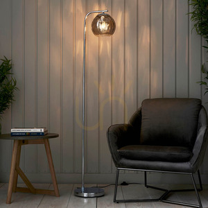 Stojacia lampa Endon Dimple 97978, chróm a dymové sklo, 150 cm, E27 small 2