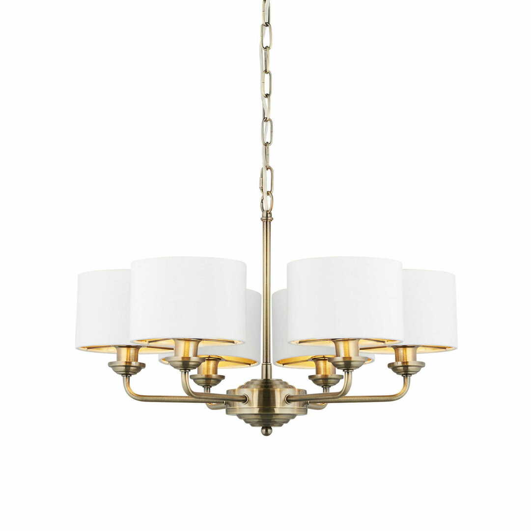 Endon Highclere 98936 antique brass pendant chandelier 6×E14 max. 28W Ø53.7cm