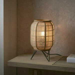 Stolná lampa Endon Zaire 101686 čierna s prírodným ľanom E27 small 3