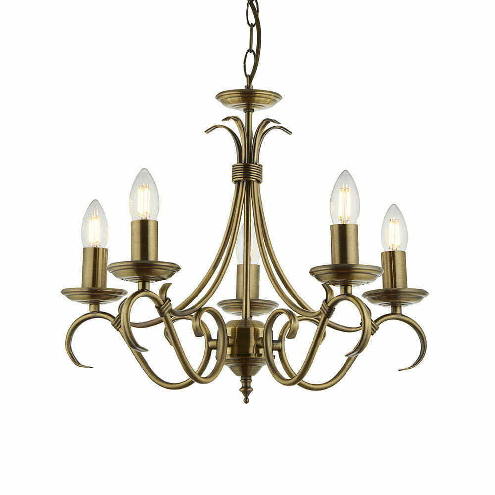 Endon Bernice Brass 5-Light Pendant Lamp 44cm