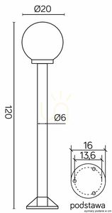 Vonkajšie stojacie svietidlo SU-MA Kule čierne 120 cm K 5002/2/K 200 small 3