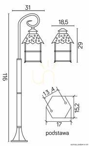 Vonkajšia stojaca lampa SU-MA Cadiz čierna patina 116 cm K 5002/2/Z small 5