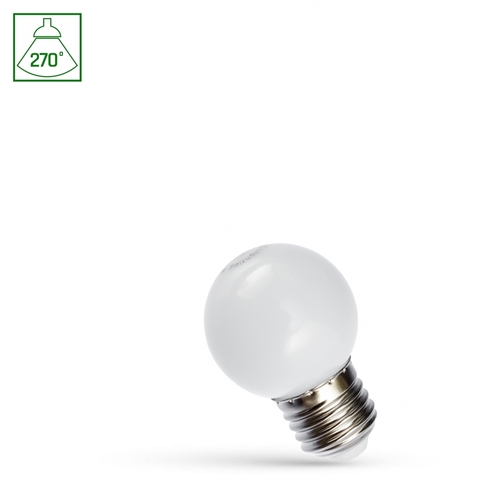Skontrolujte LED guľa E27 230 V 1 W biele spektrum
