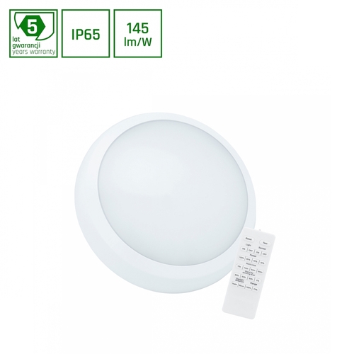 Skontrolujte Nymphea City Pro 2 18/24 W Cct 230 V 120st Ip65 Ik08 Fi320x80mm Biely okrúhly senzor s diaľkovým ovládaním 5 rokov