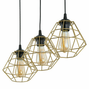 Diamond New Black/Gold Pendant Lamp 3 Pl Strip. small 2