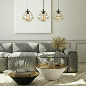 Diamond New Black/Gold Pendant Lamp 3 Pl Strip. small 3