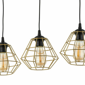 Diamond New Black/Gold Pendant Lamp 3 Pl Strip. small 6