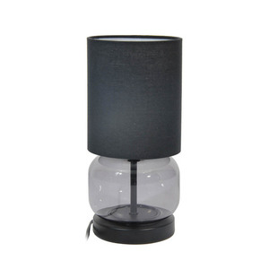 Stolová lampa Italux Dorme E27 s grafitovou sklenenou základňou a čiernym tienidlom TB-63748-BL-SG small 0