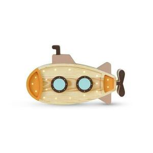Drevená lampa na ponorku / oranžová - ručná výroba small 0