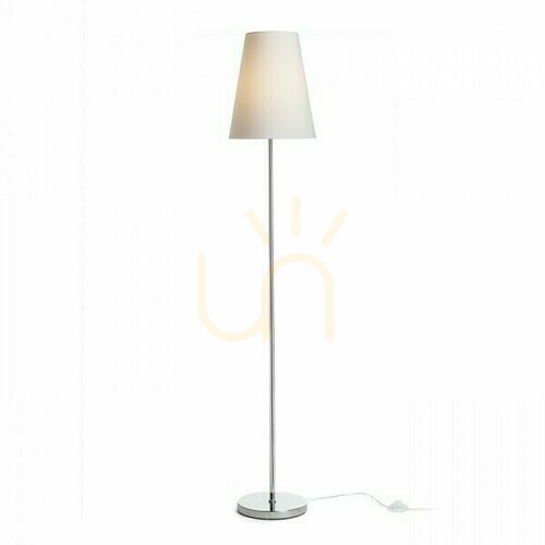 Skontrolujte Nyc/Conny 25 Stojacia lampa Polycotton White/Chrome 230 V Led E27 7 W.