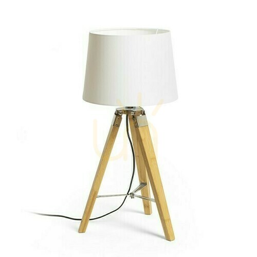 Skontrolujte Stolná lampa RENDL ALVIS/AMBITUS 30, Ø 36 x 64 cm, tienidlo z bieleho polycottonu, bambusová podstava, E27 max 15 W