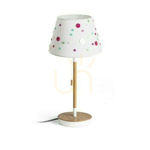 Skontrolujte Keith/Delisa Stolná lampa s USB bielym tlačidlom/bukové drevo 230 V Led E27 7 W.