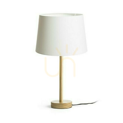 Skontrolujte Stolná lampa RENDL MAUI/AMBITUS 30, Ø 30 x 52 cm, tienidlo z bieleho polycottonu, drevená podstava, E27 max 15 W
