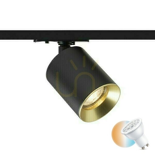 Skontrolujte Dario Spotlight pre 1 fázu. Koľajnice Čierna brúsená mosadz 230 V Gu10 9 W.