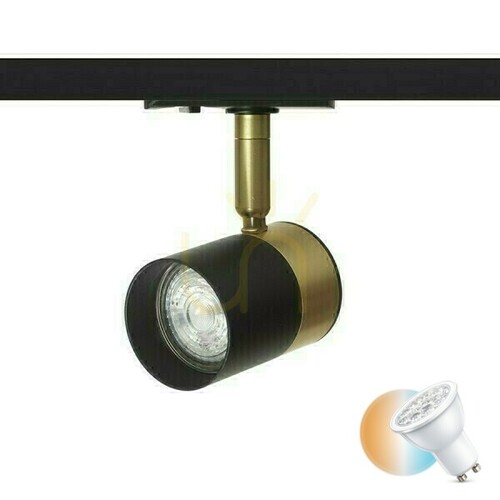 Skontrolujte Lala Spotlight pre 1 fázu. Koľajnice Čierna mosadz 230 V Gu10 50 W.