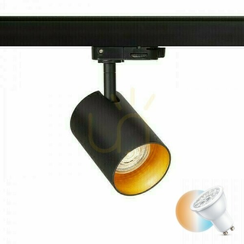 Skontrolujte Connor Spotlight pre 3-fázovú koľajnicu čierna/zlatá 230 V Led Gu10 10 Watt.