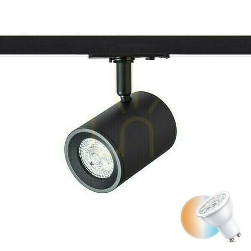 Skontrolujte Cadenza reflektor pre 1-fázovú zbernicu čierny 230 V Led Gu10 10 W.