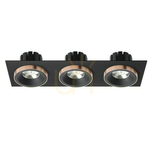 Skontrolujte Sharm Sq Iii Black/Black Copper Zapustené svietidlo 230 V Led 3x10 W 24° 3000 K