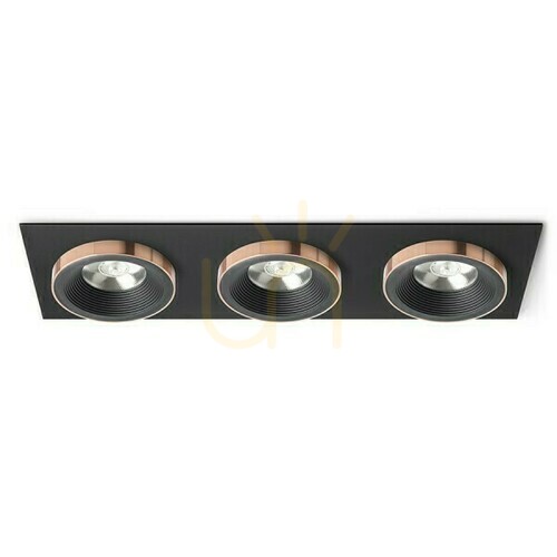 Skontrolujte Sharm Sq Iii Black/Black Copper Zapustené svietidlo 230 V Led 3x10 W 24° 3000 K