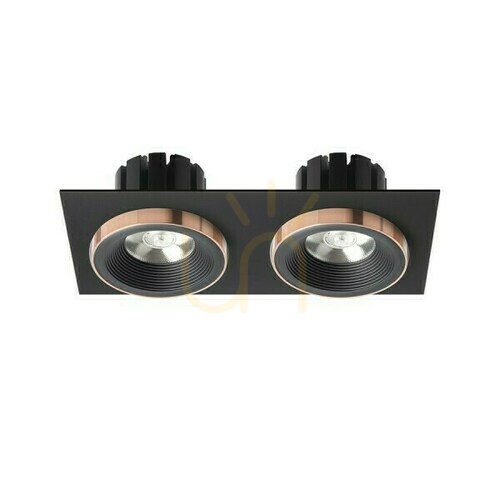 Skontrolujte Sharm Sq Ii Black/Black Copper zapustené svietidlo 230 V Led 2x10 W 24° 3000 K