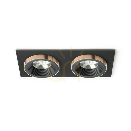 Skontrolujte Sharm Sq Ii Black/Black Copper zapustené svietidlo 230 V Led 2x10 W 24° 3000 K