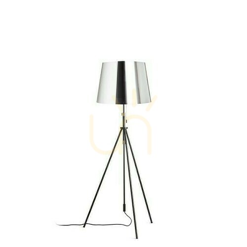 Skontrolujte Luton/Ilusion Stojacia lampa Podlahová fólia chróm/čierna/kov 230 V Led E27 11 W.