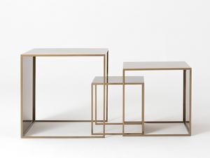 Sada 2 konferenčných stolíkov WALL TRIO METAL 35x45x55 - zlatá small 3