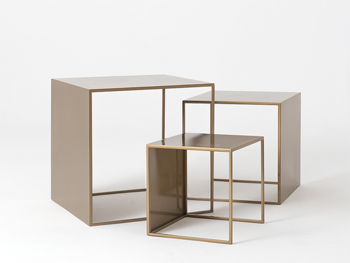 Skontrolujte Sada 2 konferenčných stolíkov WALL TRIO METAL 35x45x55 - zlatá