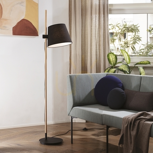 Skontrolujte Stojanová lampa Ideallux AXEL PT1 Nero čierna drevo/látka E27 282084