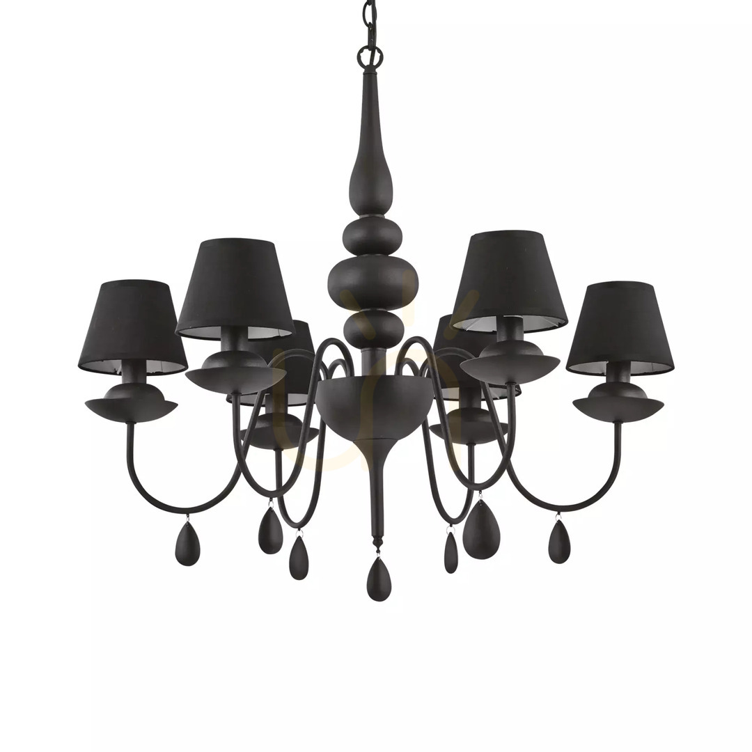 vyhliadka Závesné svietidlo Ideallux Blanche SP6 Nero čierne 6xE14 pr. 78 cm 111872 Závesné svietidlo Ideallux Blanche SP6 Nero čierne 6xE14 pr. 78 cm 111872