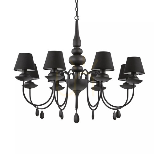 Skontrolujte Závesné svietidlo Ideallux Blanche SP8 Nero čierne 8xE14 priemer 92 cm 111896