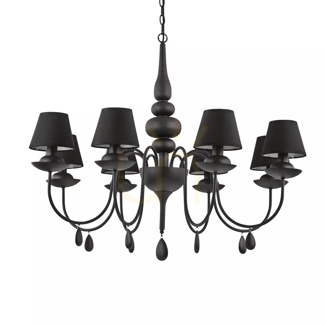 vyhliadka Závesné svietidlo Ideallux Blanche SP8 Nero čierne 8xE14 priemer 92 cm 111896 Závesné svietidlo Ideallux Blanche SP8 Nero čierne 8xE14 priemer 92 cm 111896