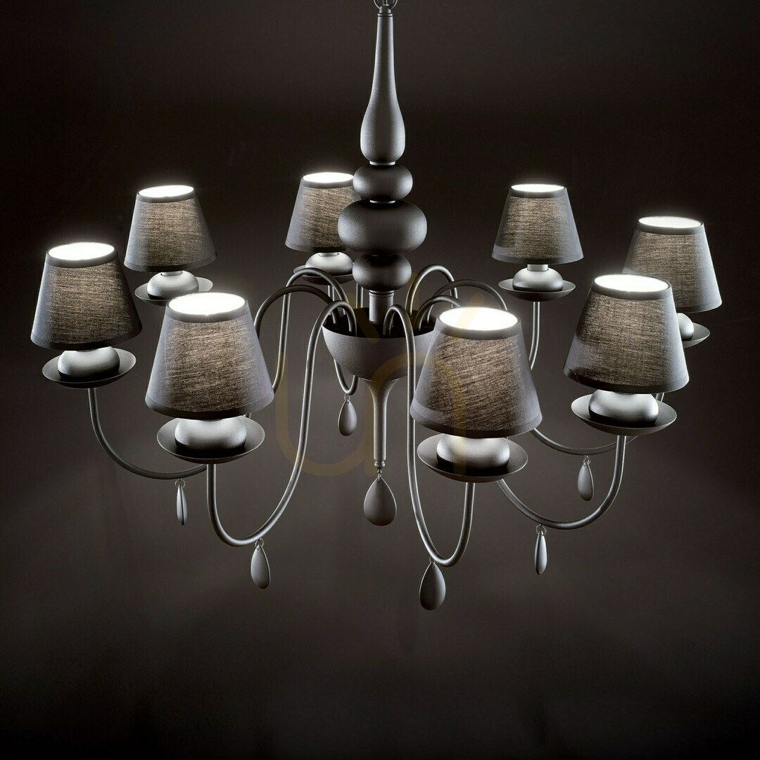 Displej Závesné svietidlo Ideallux Blanche SP8 Nero čierne 8xE14 priemer 92 cm 111896 Závesné svietidlo Ideallux Blanche SP8 Nero čierne 8xE14 priemer 92 cm 111896