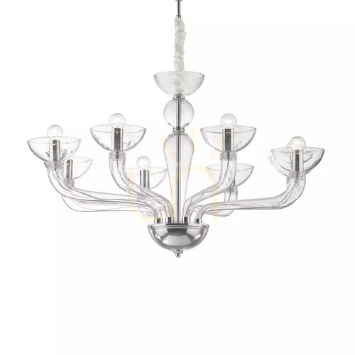Skontrolujte Závesné svietidlo Ideallux Casanova SP8 Trasparente 8xE14 chróm 044255