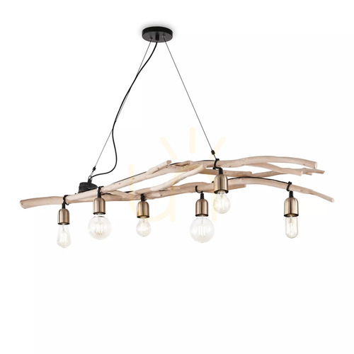 Skontrolujte Závesné svietidlo Ideallux Driftwood SP6 drevené 6xE27 140 cm 180922