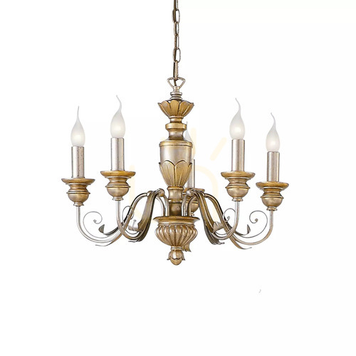 Skontrolujte Závesné svietidlo Ideallux Firenze SP5 Oro zlaté 5xE14 55 cm 020822
