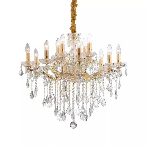 Skontrolujte Závesné svietidlo Ideallux Florian SP12 Oro 035611 mosadz krištáľ 12xE14 72 cm