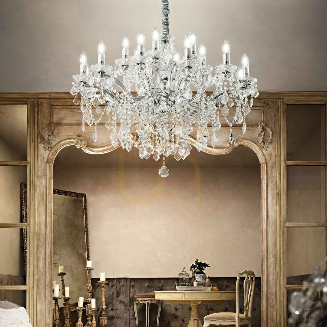 Displej Závesné svietidlo Ideallux Florian SP18 chróm krištáľ 86 cm 075150 Závesné svietidlo Ideallux Florian SP18 chróm krištáľ 86 cm 075150