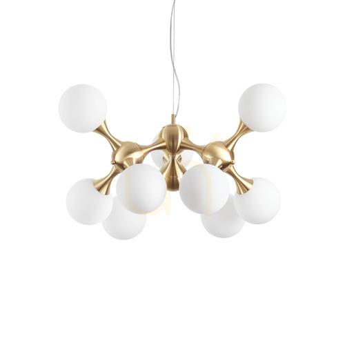 Skontrolujte Závesné svietidlo Ideallux Nodi SP9 mosadzné 9xE14 80 cm 241036